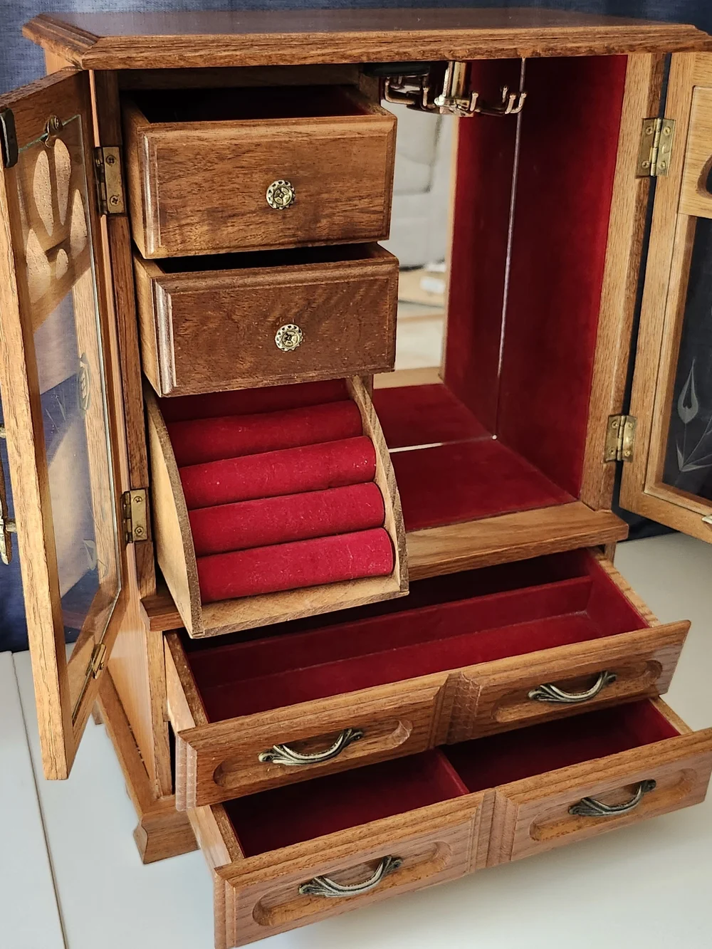Vintage Wooden Jewelry Box Armoire Chest – 16